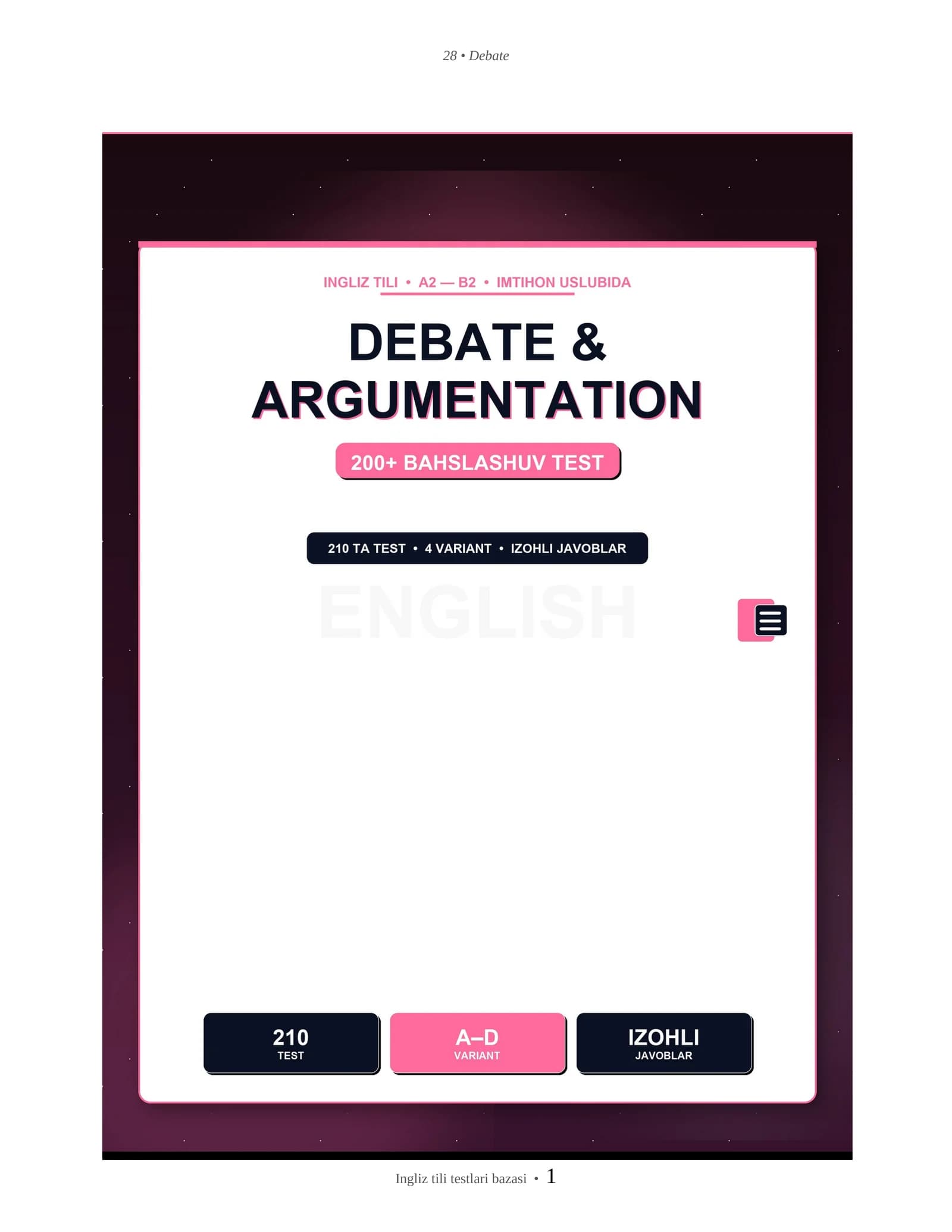 INGLIZ TILI DEBATE & ARGUMENTATION