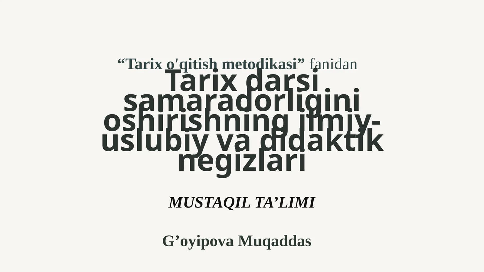 Tarixo'qitishmetodikasi