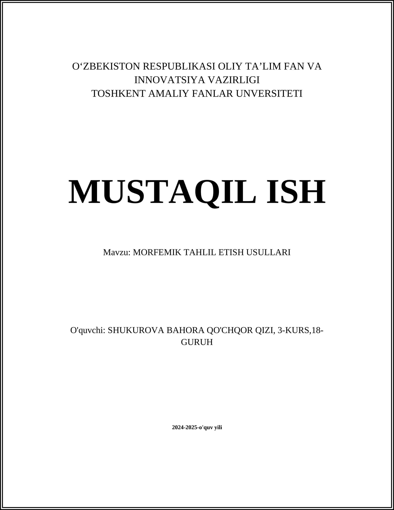 MORFEMIK TAHLIL ETISH USULLARI