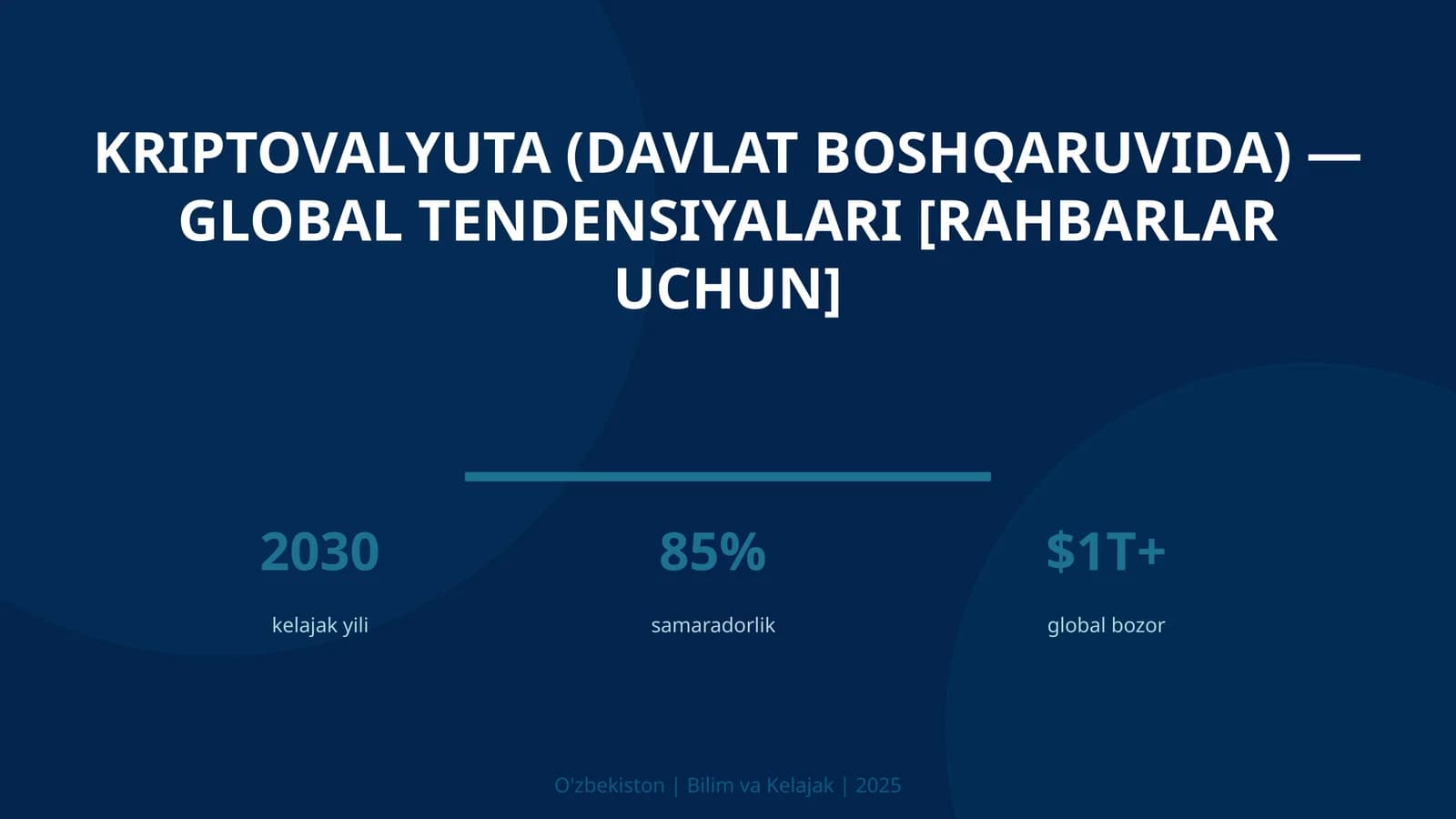 Kriptovalyuta (davlat boshqaruvida) — global tendensiyalari [rahbarlar uchun]