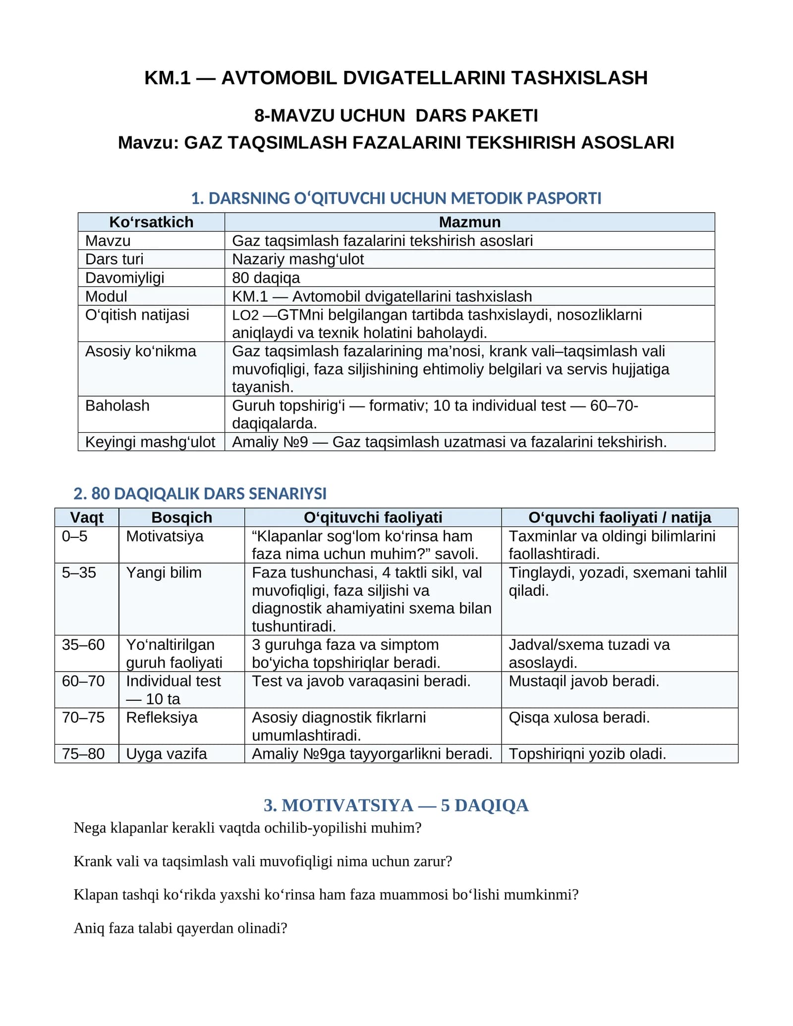 8_mavzu. Gaz_taqsimlash_fazalarini_tekshirish_asoslari