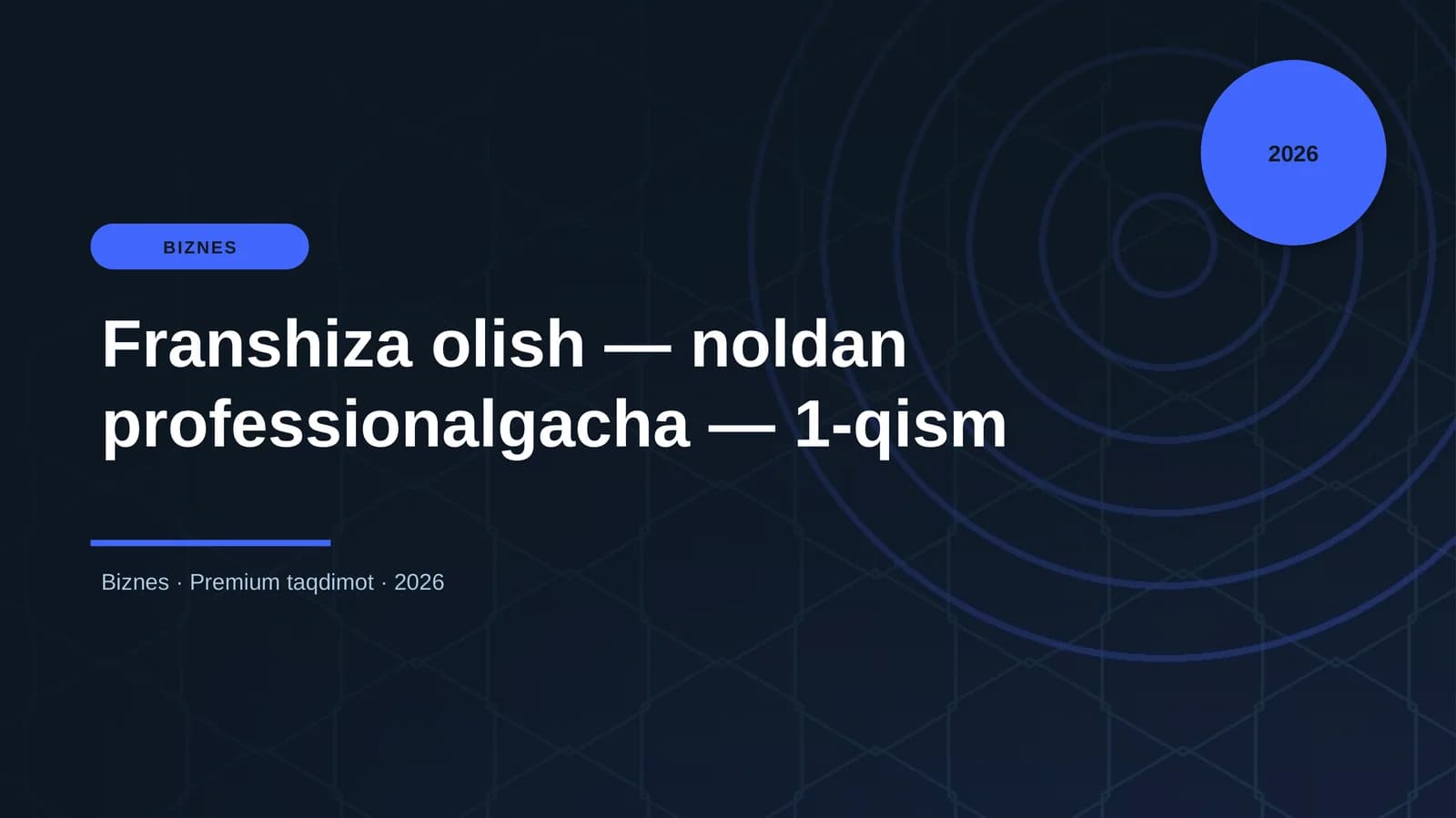 Franshiza olish — noldan professionalgacha — 1-qism