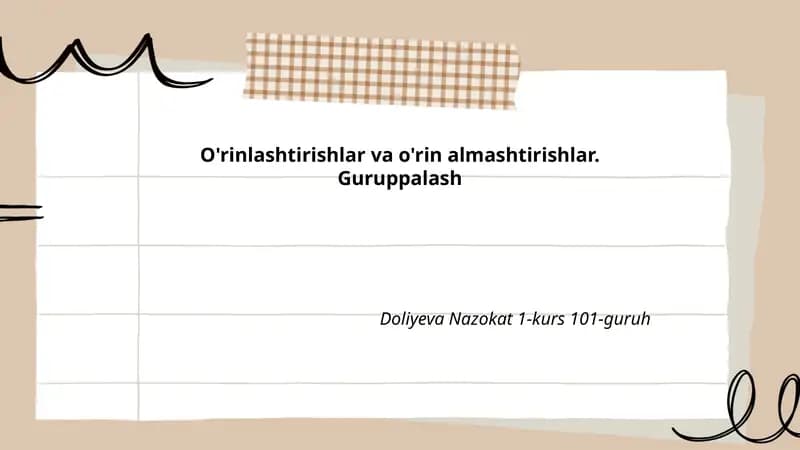 O'rinlashtirishlar va o'rin almashtirishlar