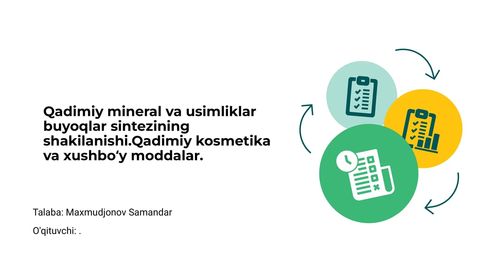 Qadimiy mineral va usimliklar buyoqlar sintezining shakllanishi