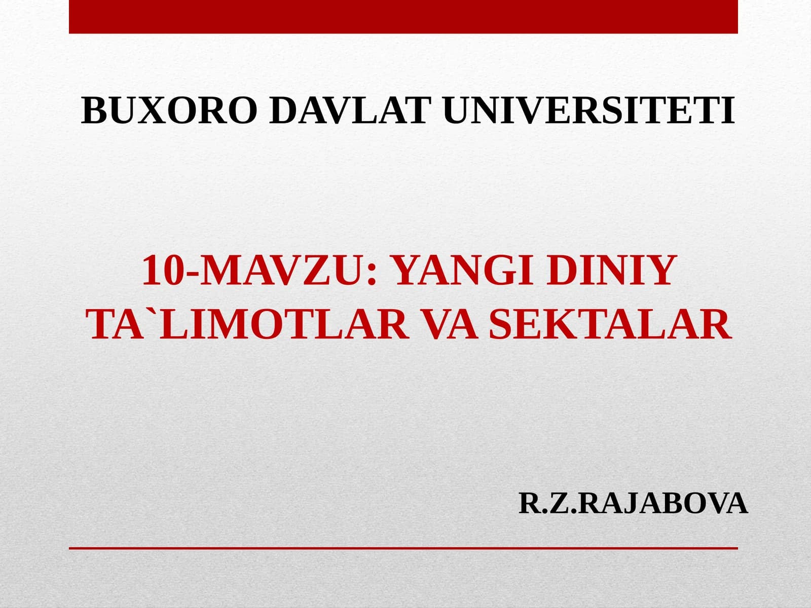 YANGI DINIY TA`LIMOTLAR VA SEKTALAR