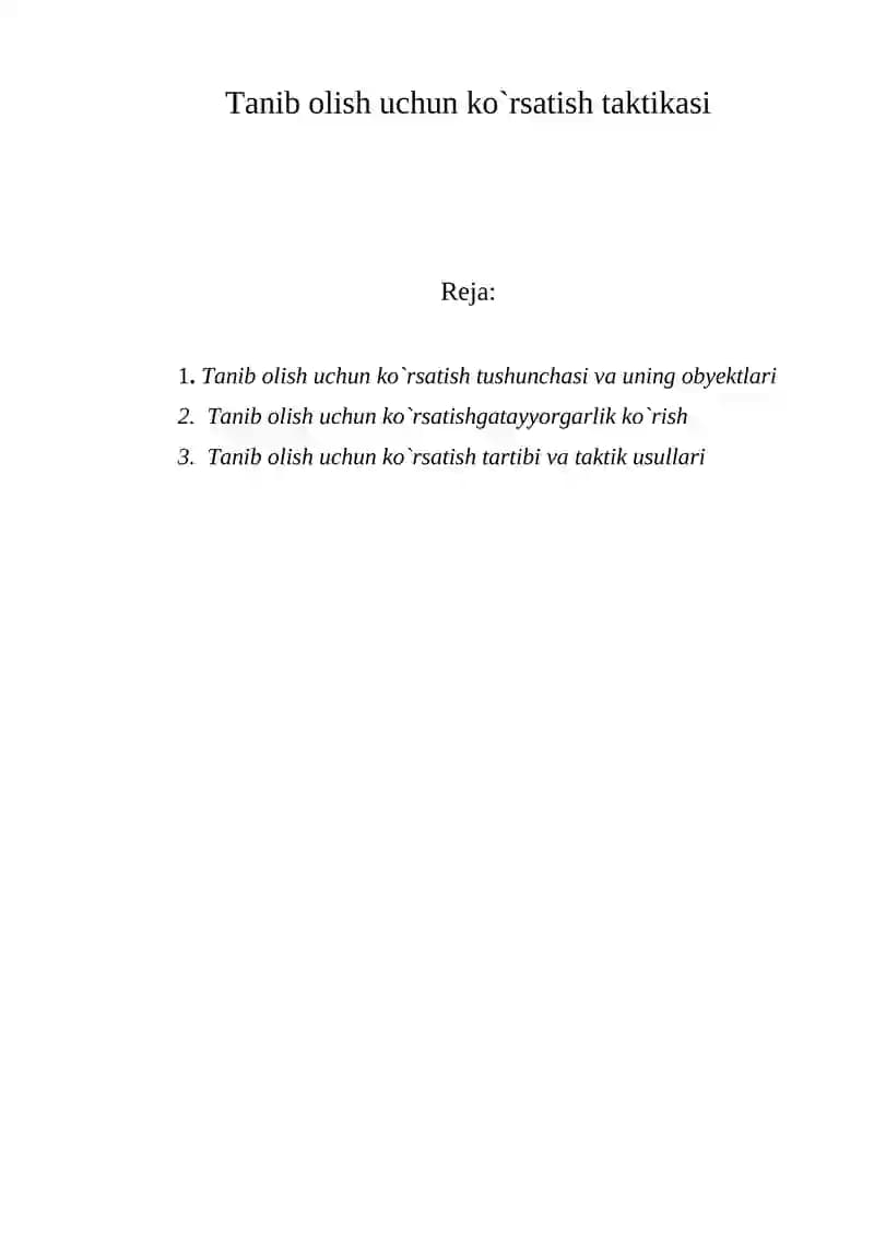 Tanib olish uchun ko`rsatish taktikasi