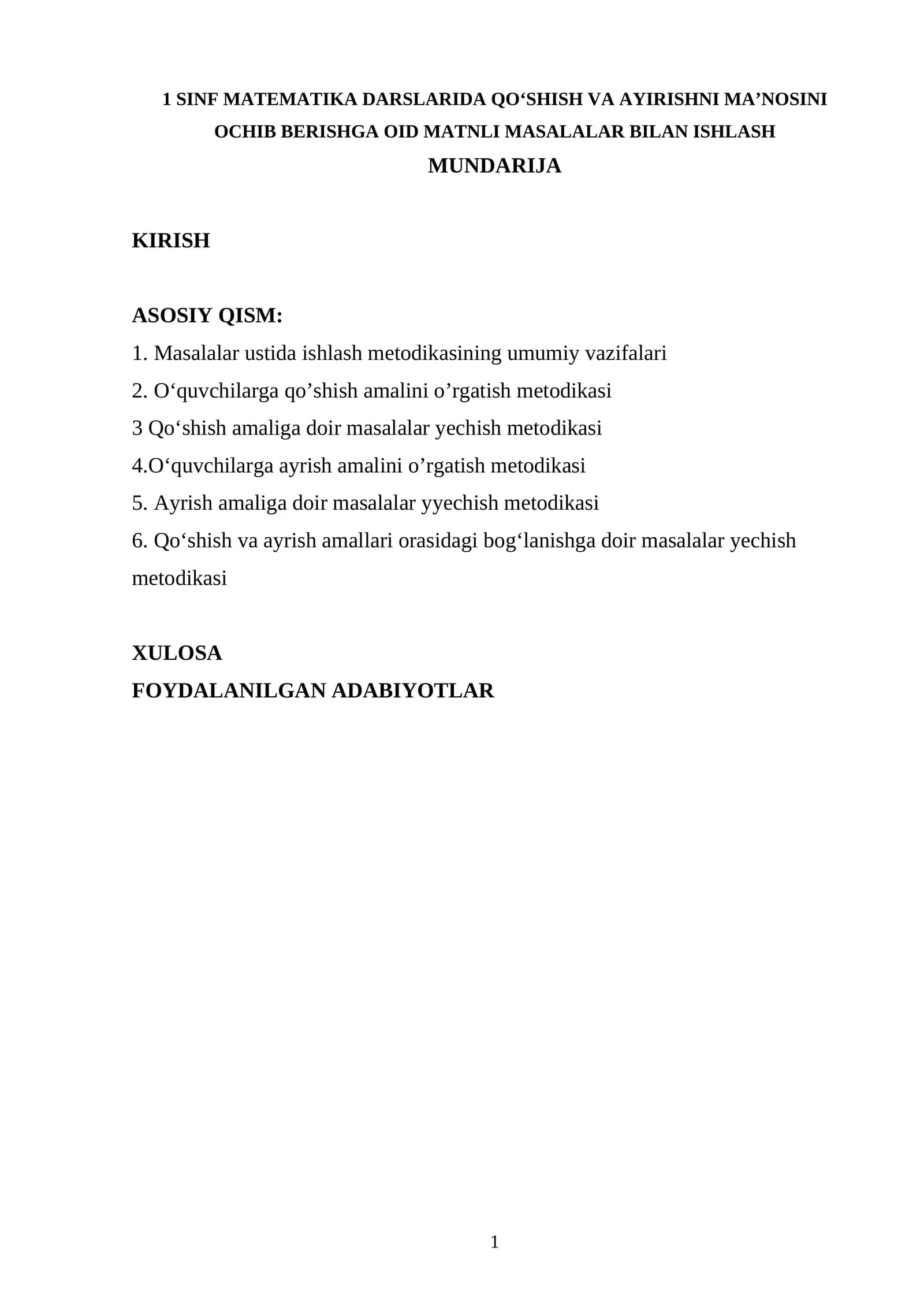 O'quvchilarga qo'shish va ayirishni ma'nosini ochib berishga oid matnli masalalar bilan ishlash