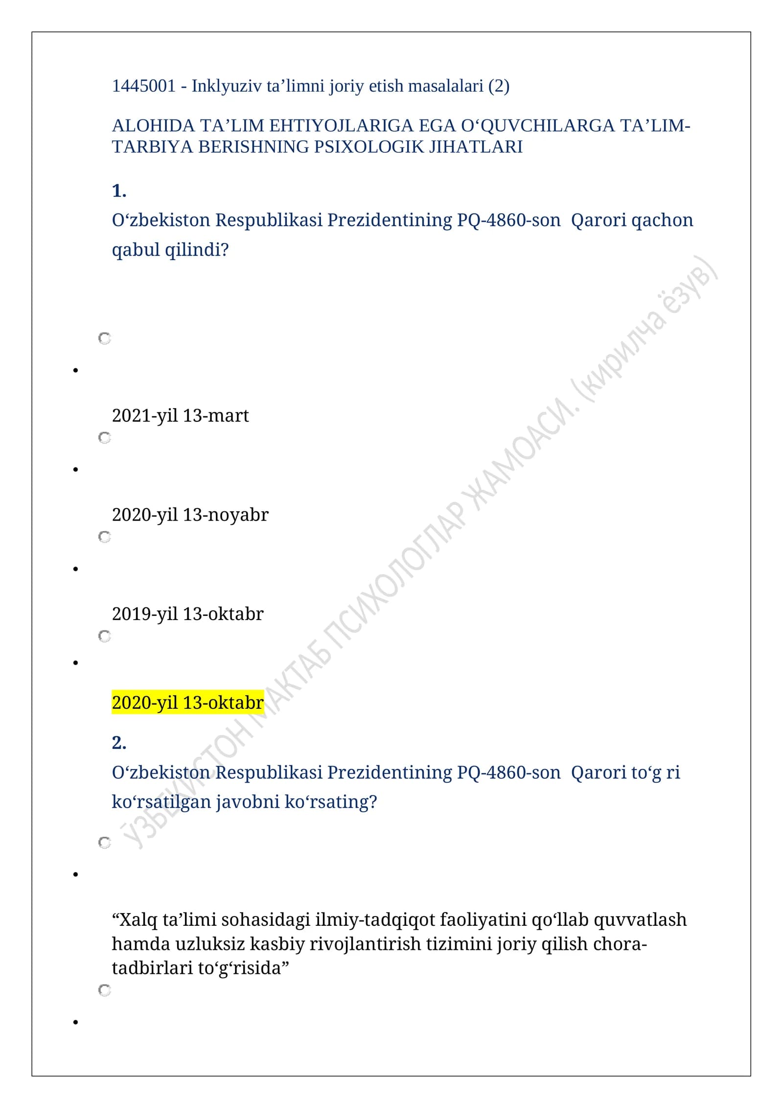 Inklyuziv ta’limni joriy etish masalalari