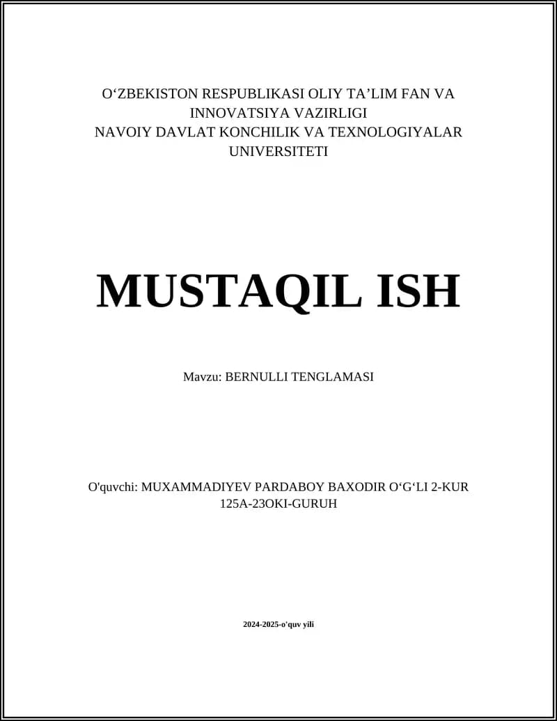 Bernulli Tenglamasi