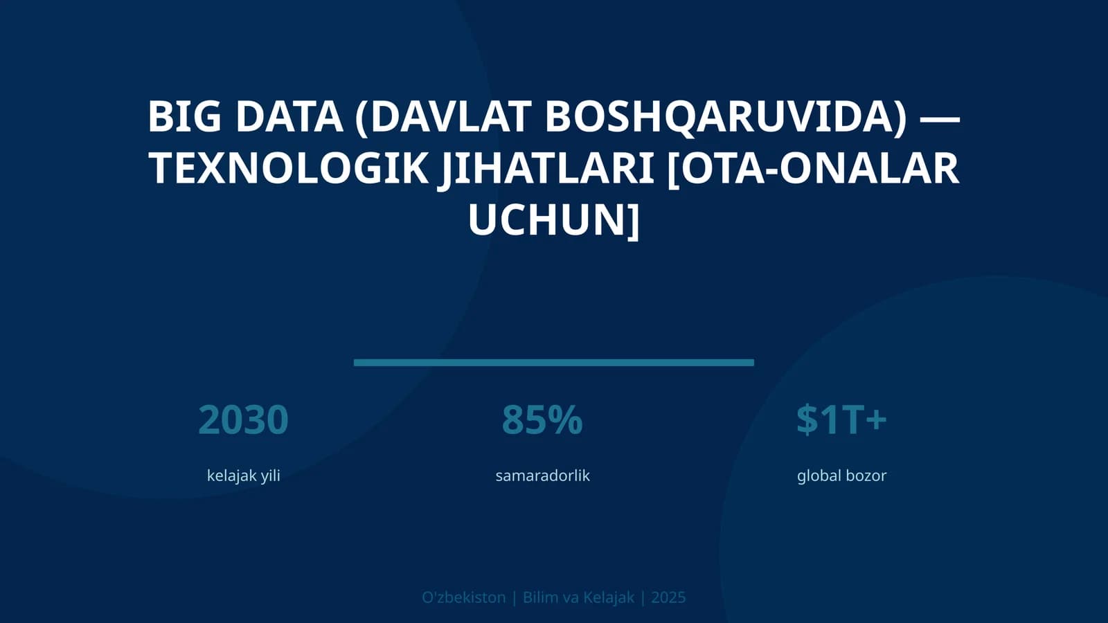 Big Data (Davlat Boshqaruviga) - Texnologik Jihatlari [Ota-onalar uchun]