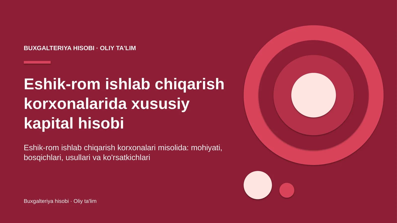 Eshik-rom ishlab chiqarish korxonalarida xususiy kapital hisobi