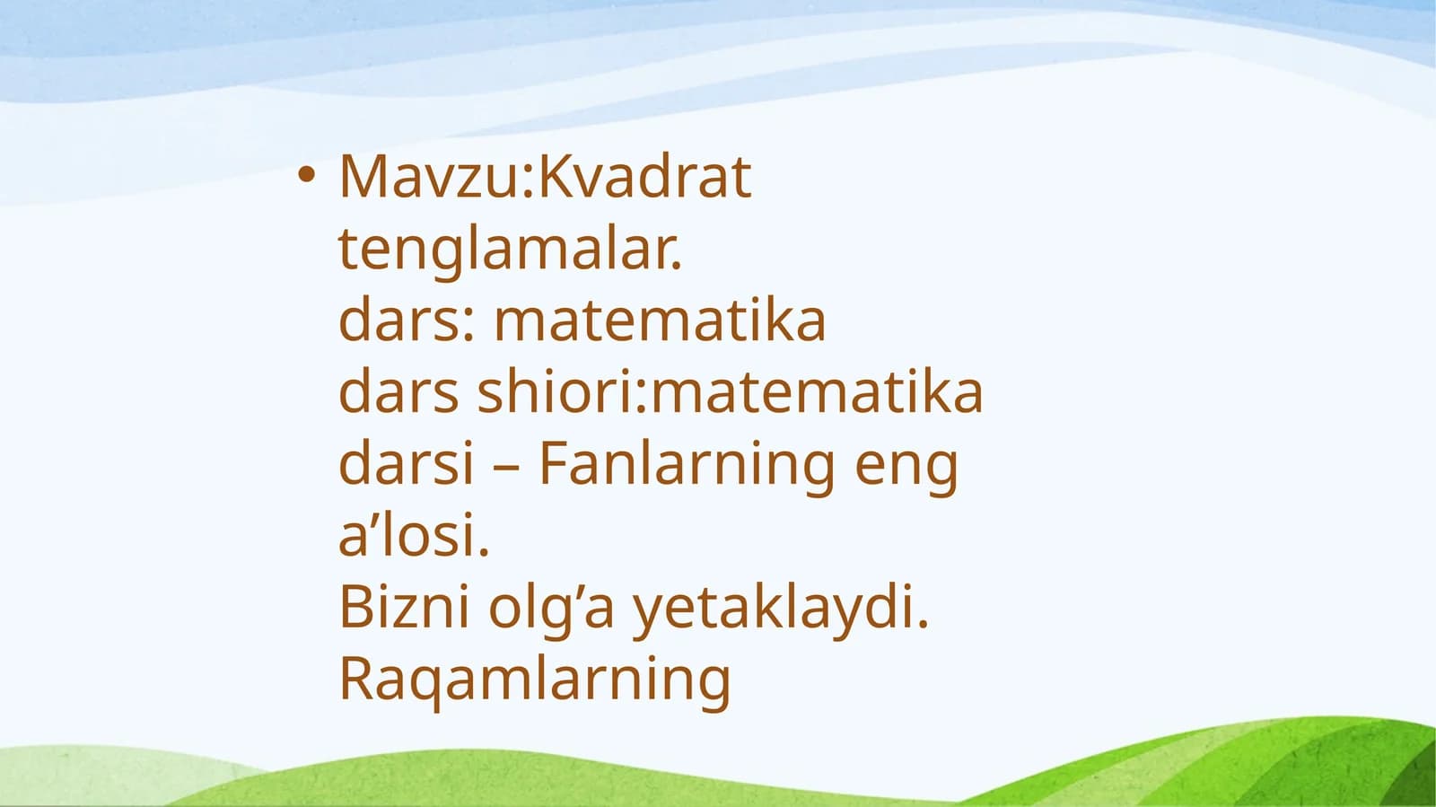 Kvadrat tenglamalar