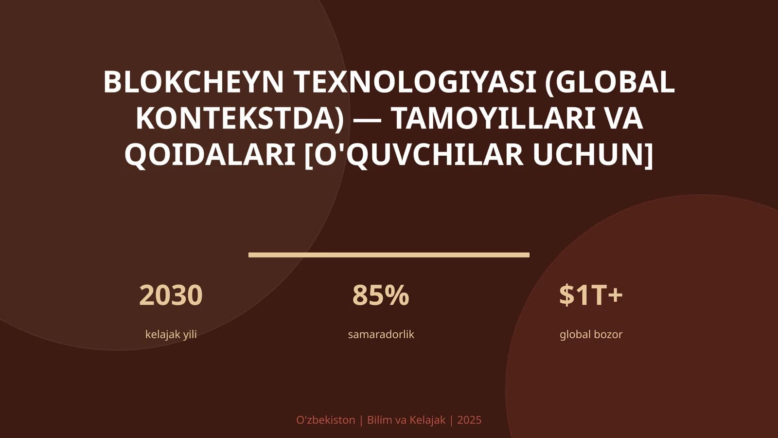 Blokcheyn texnologiyasi (global kontekstda) — tamoyillari va qoidalari [o'quvchilar uchun]