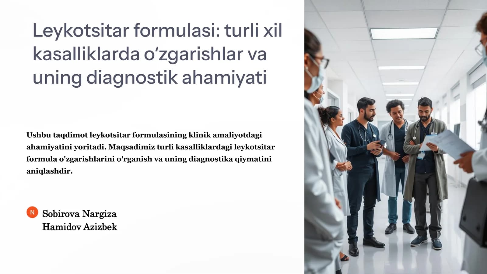 Leykotsitar formulasi: turli
xil kasalliklarda oʻzgarishlar
va uning diagnostik
ahamiyati