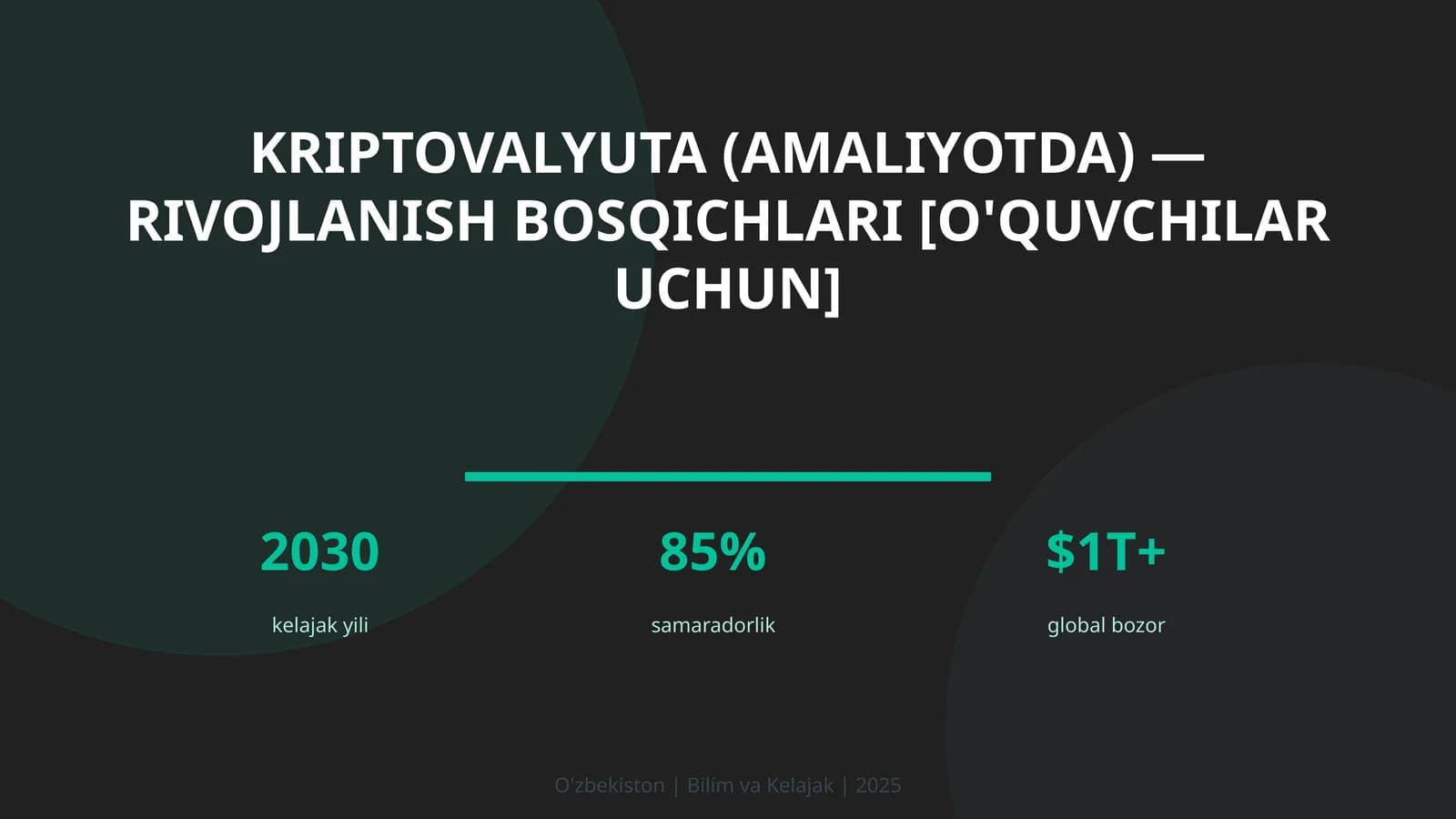 Kriptovalyuta (amaliyotda) — rivojlanish bosqichlari [o'quvchilar uchun]
