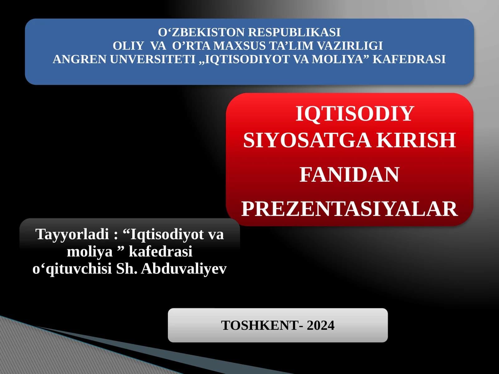 IQTISODIY SIYОSATGA KIRISH
