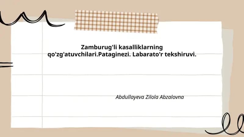 Zamburug'li kasalliklarning qo'zg'atuvchilari.Pataginezi. Labarato'r tekshiruvi