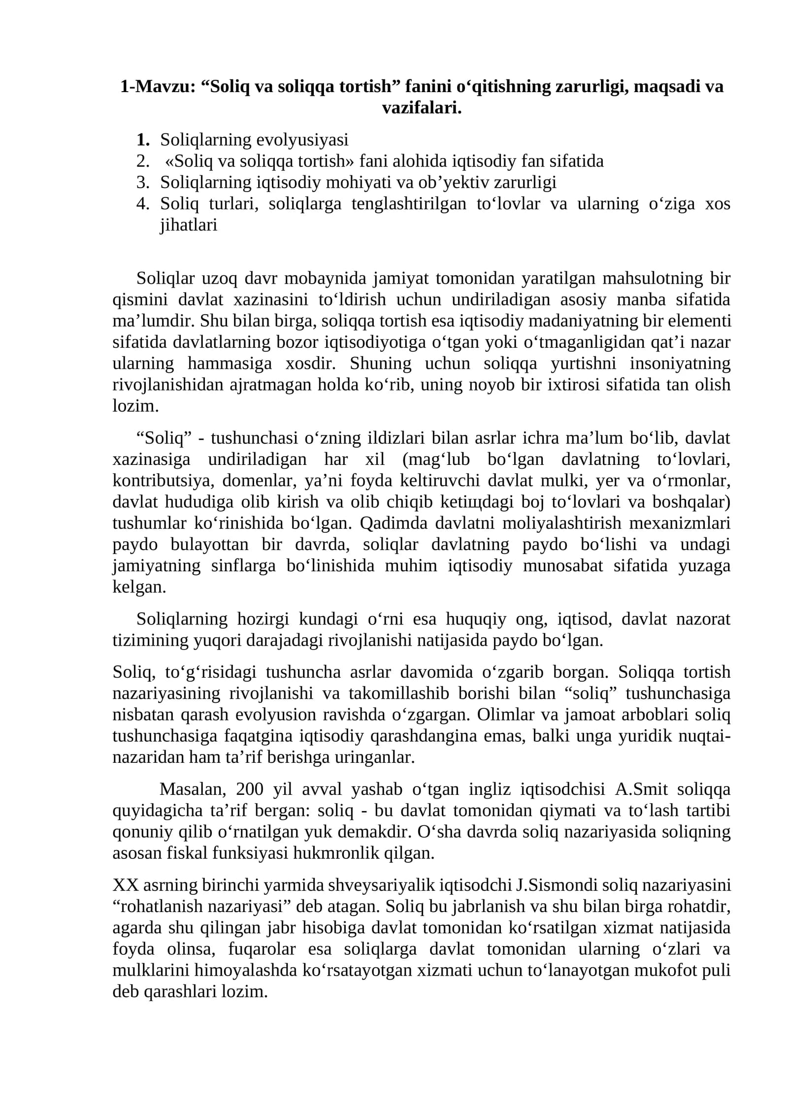 Soliq va soliqqa tortish