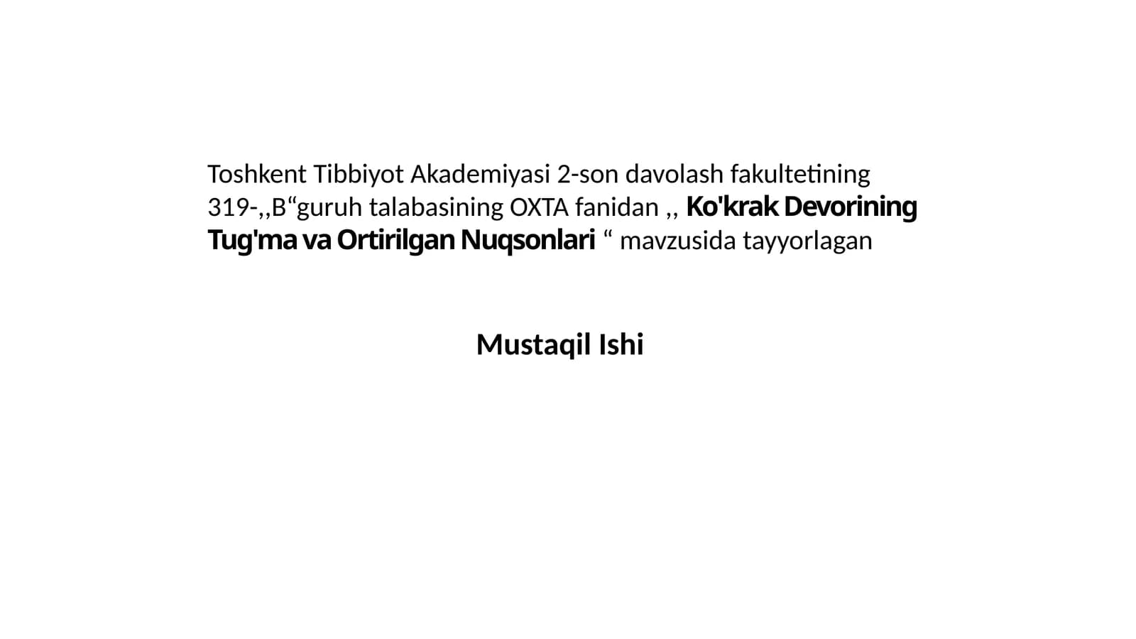 Ko'krak Devorining Tug'ma va Ortirilgan Nuqsonlari