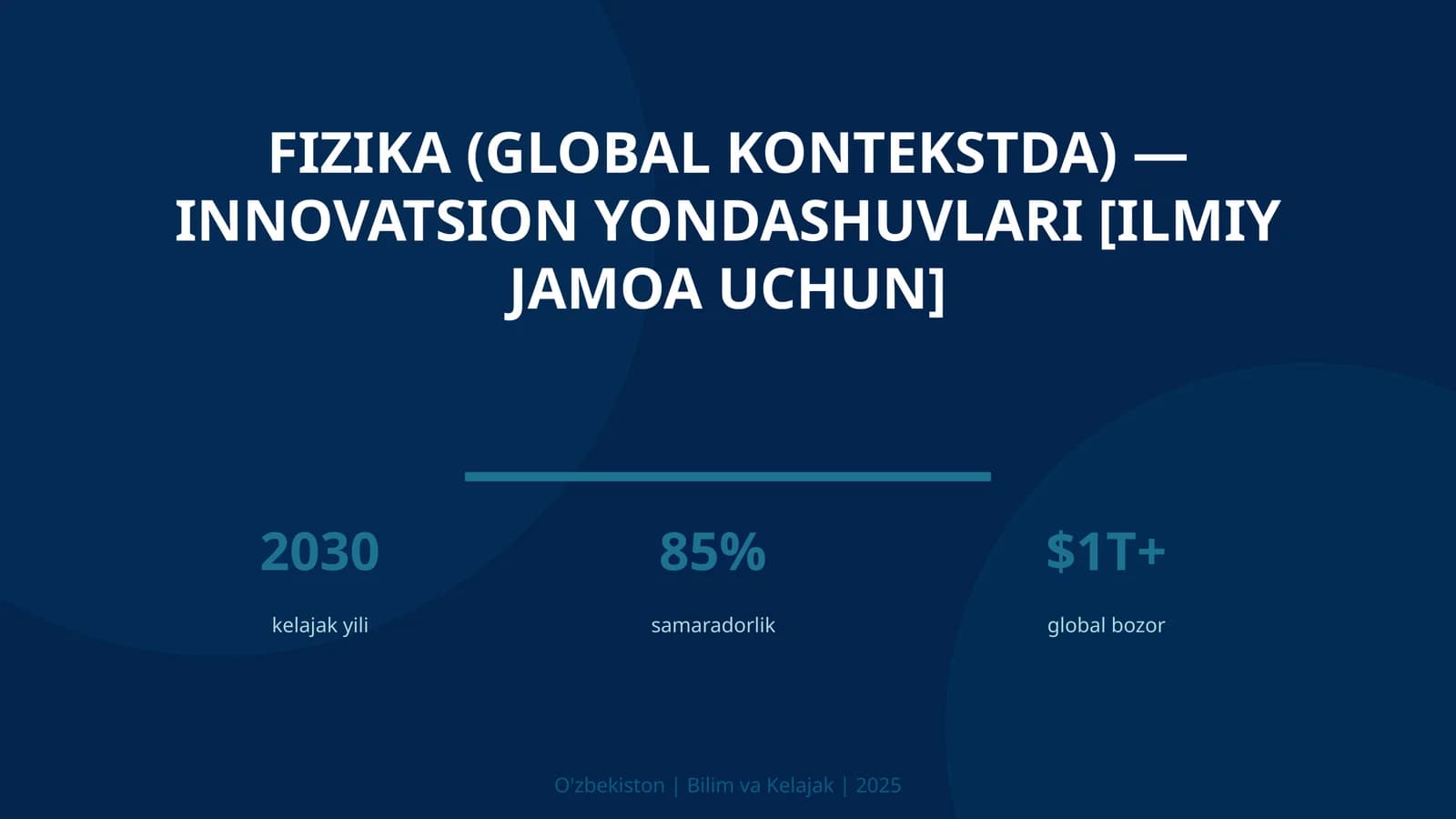 FIZIKA (GLOBAL KONTEKSTDA) — INNOVATSION YONDASHUVLARI [ILMIY JAMOA UCHUN]