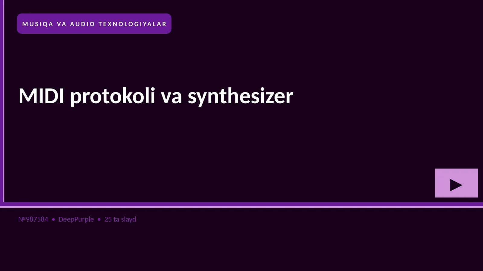 MUSIQA VA AUDIO TEXNOLOGIYALAR