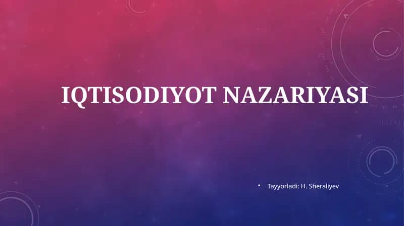 IQTISODIYOT NAZARIYASI