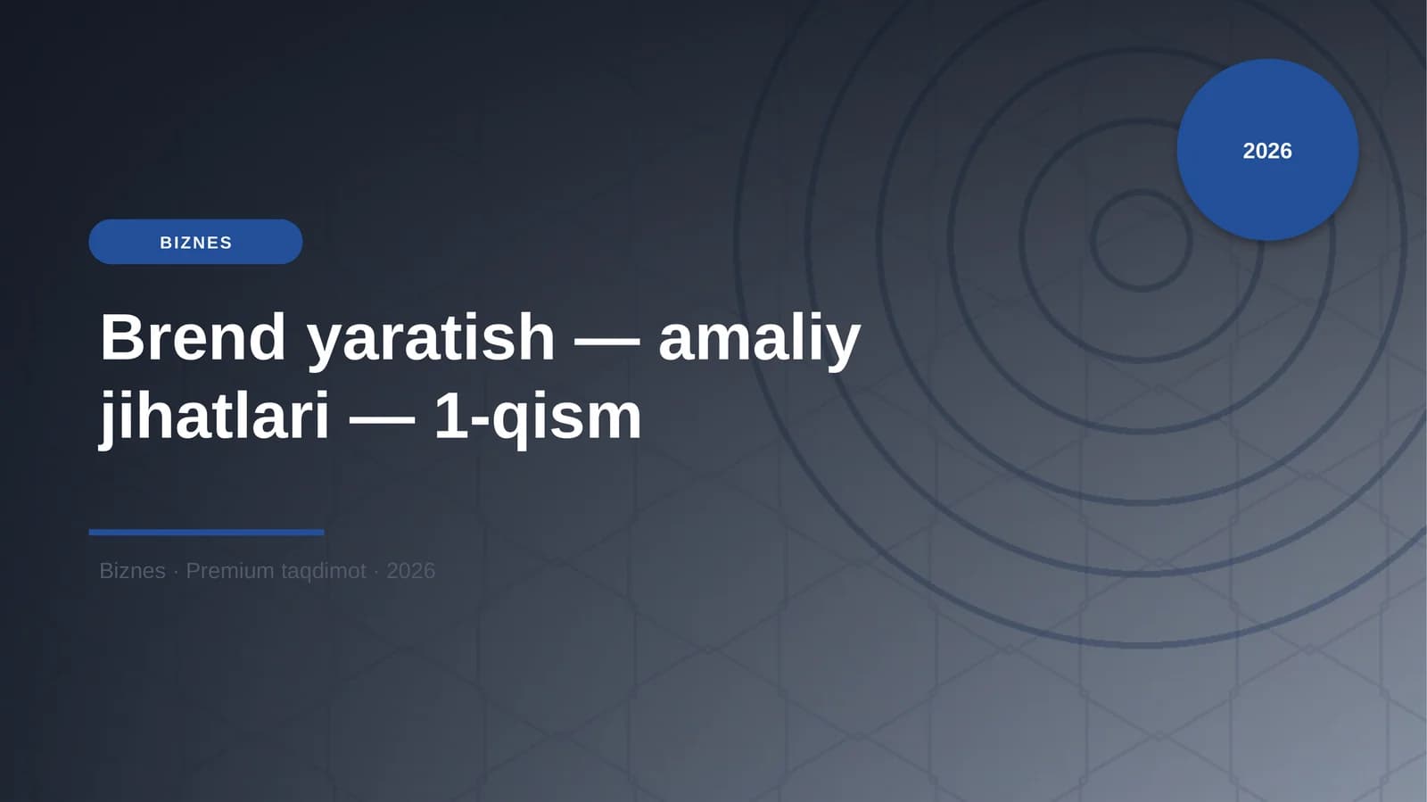 Brend yaratish — amaliy jihatlari — 1-qism