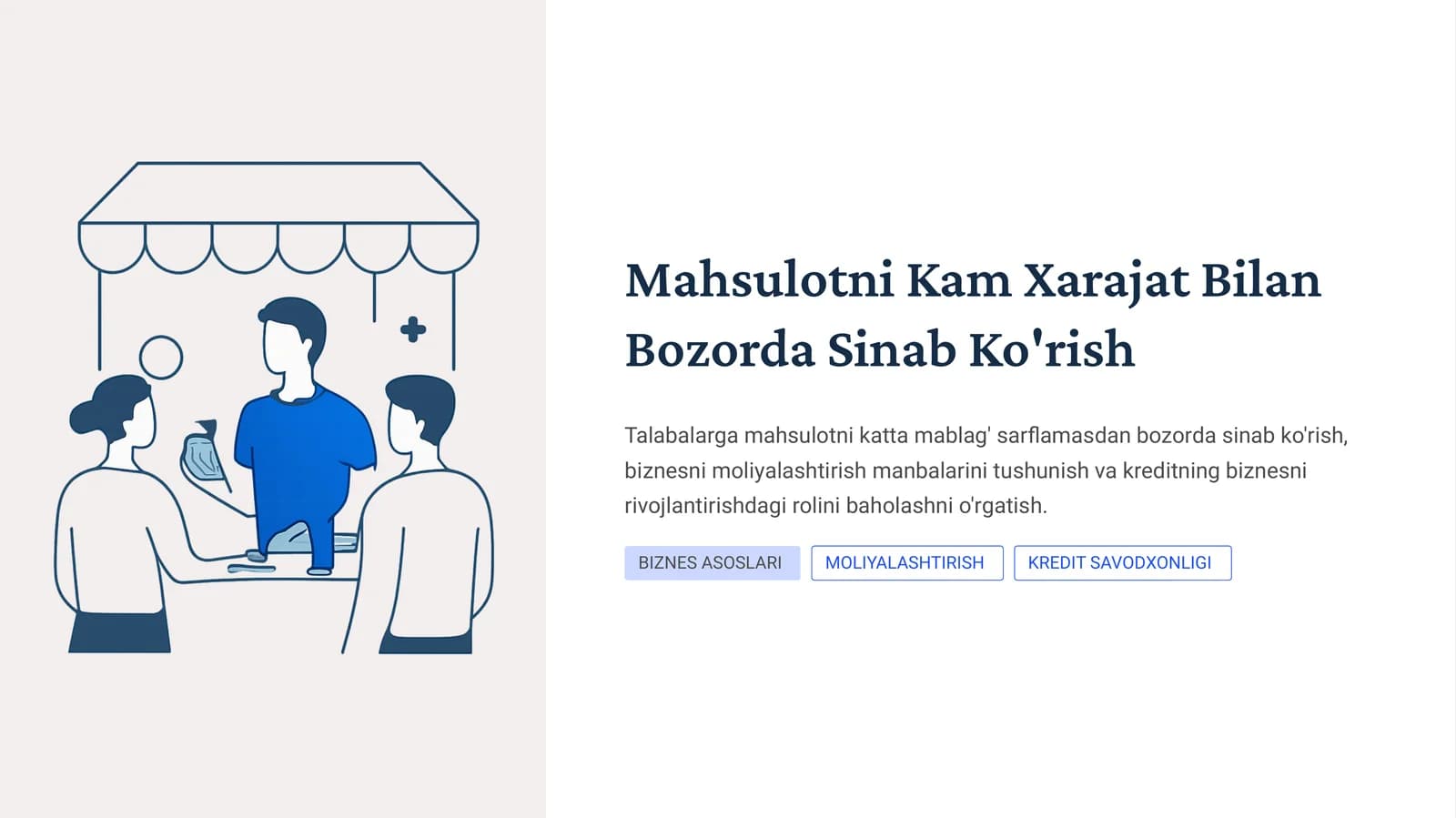 Mahsulotni Kam Xarajat Bilan Bozorda Sinab Ko'rish