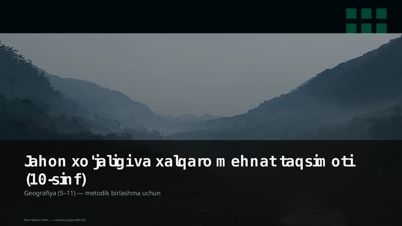 Jahon xo'jaligi va xalqaro mehnat taqsimoti (10-sinf)