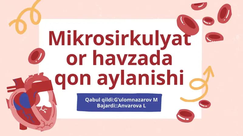 mikrosirkulyator havzada qon aylanishi