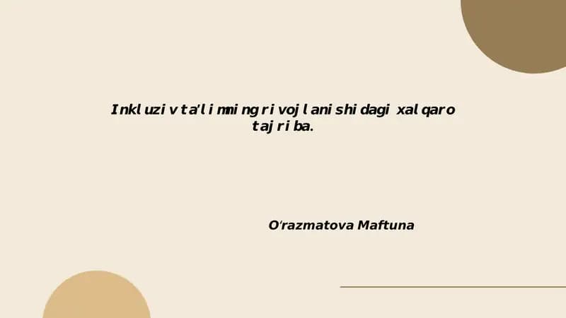 Inklyuziv taʼlim siyosatlari va milliy qonunchilik