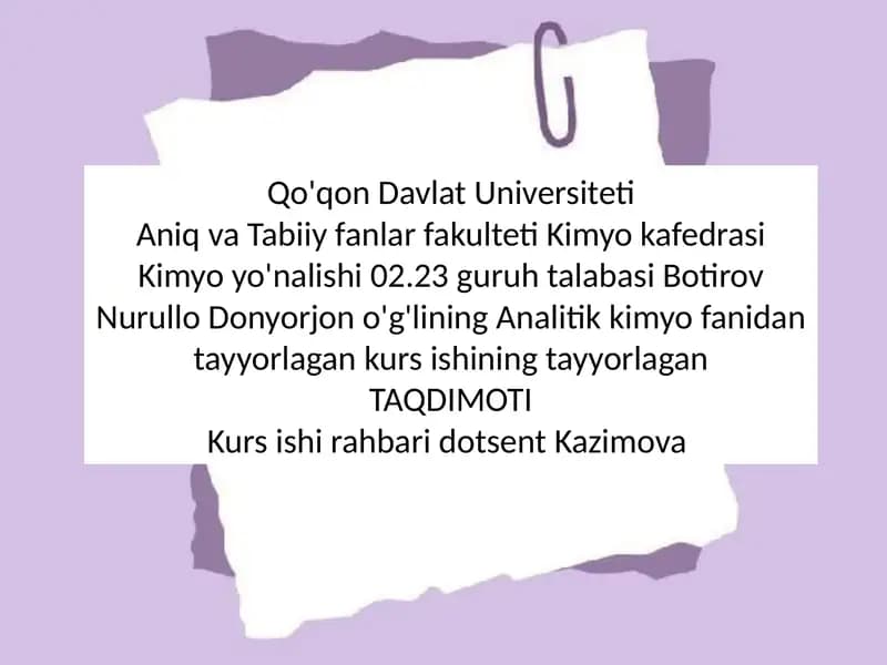 Analitik kimyo kursi