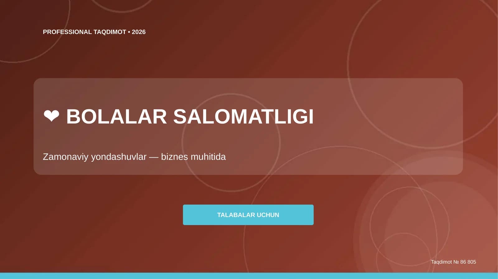 Bolalar salomatligi: zamonaviy yondashuvlar (biznes muhitida) [talabalar uchun]