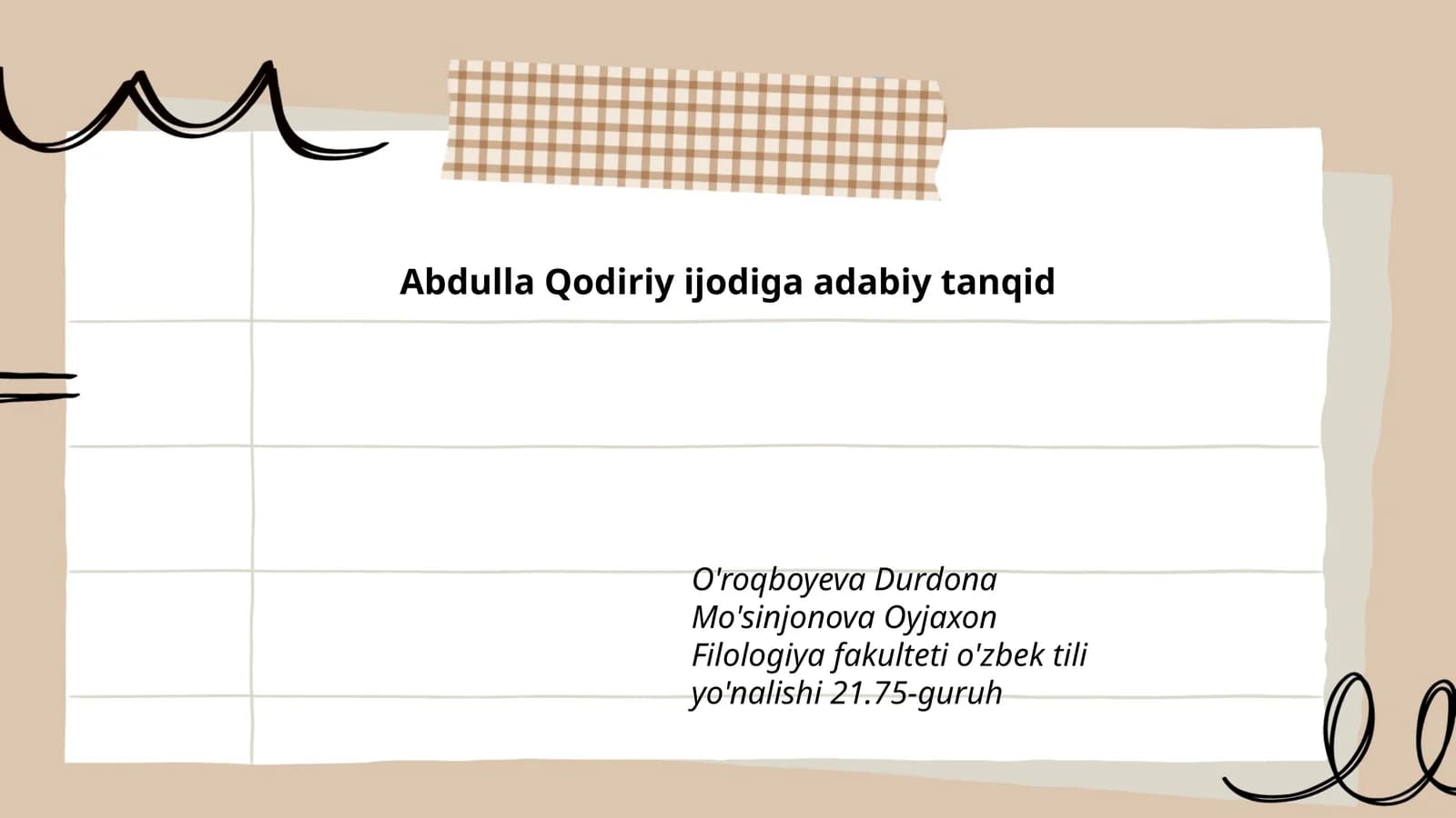 Abdulla Qodiriy ijodiga adabiy tanqid