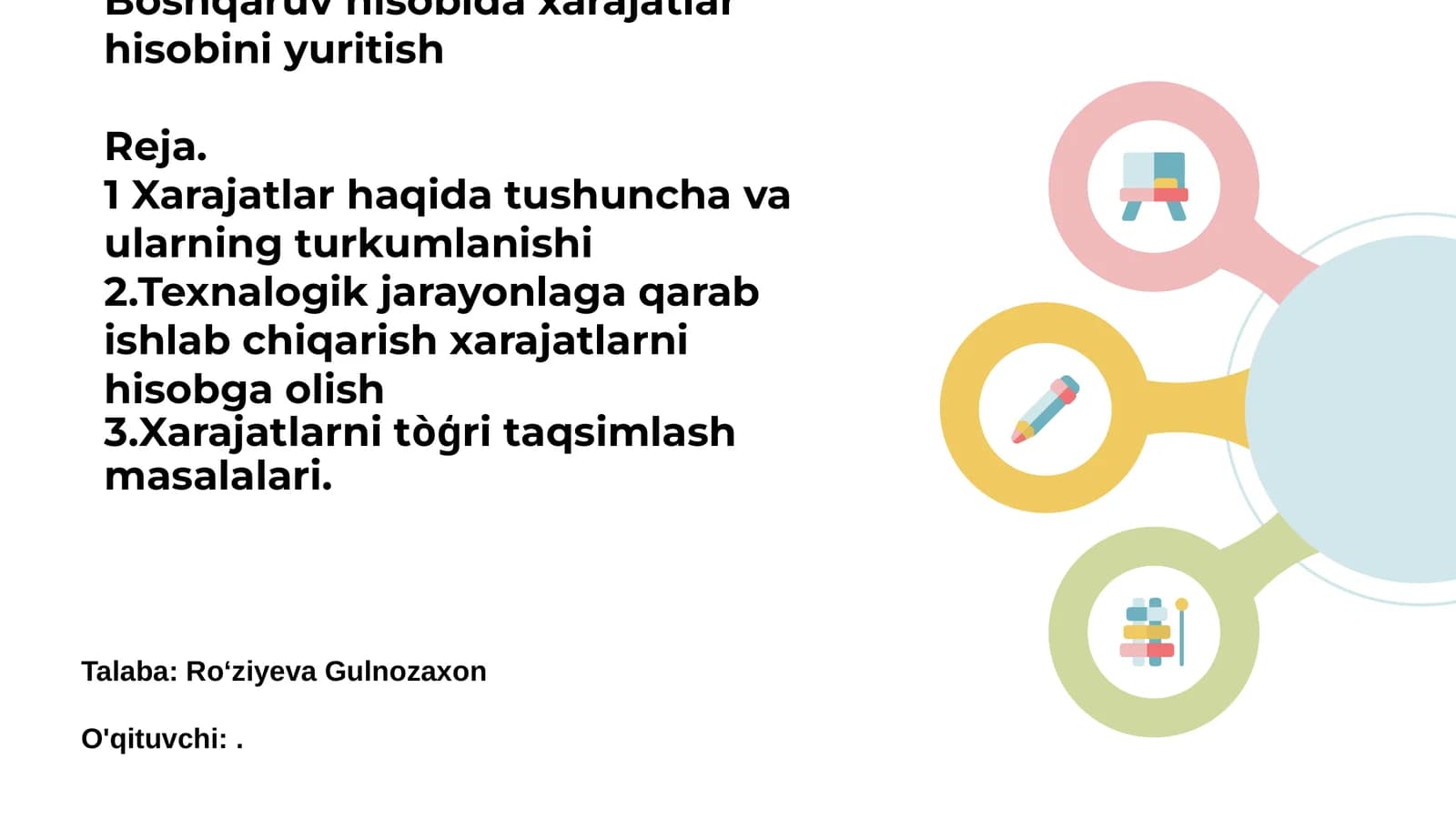 Xarajatlar Tushunchasi va Tasnifi