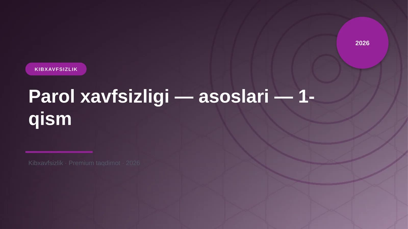 Parol xavfsizligi — asoslari — 1-qism