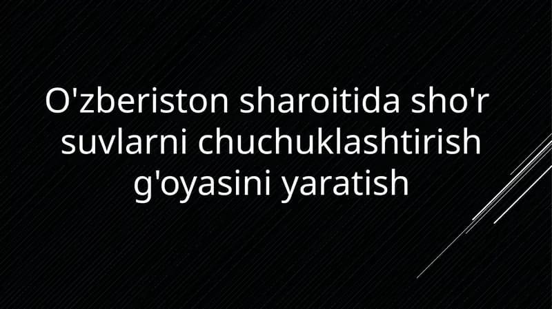 O'zberistonsharoitidasho'r suvlar nichi chuchuklashtirish g'oyasi