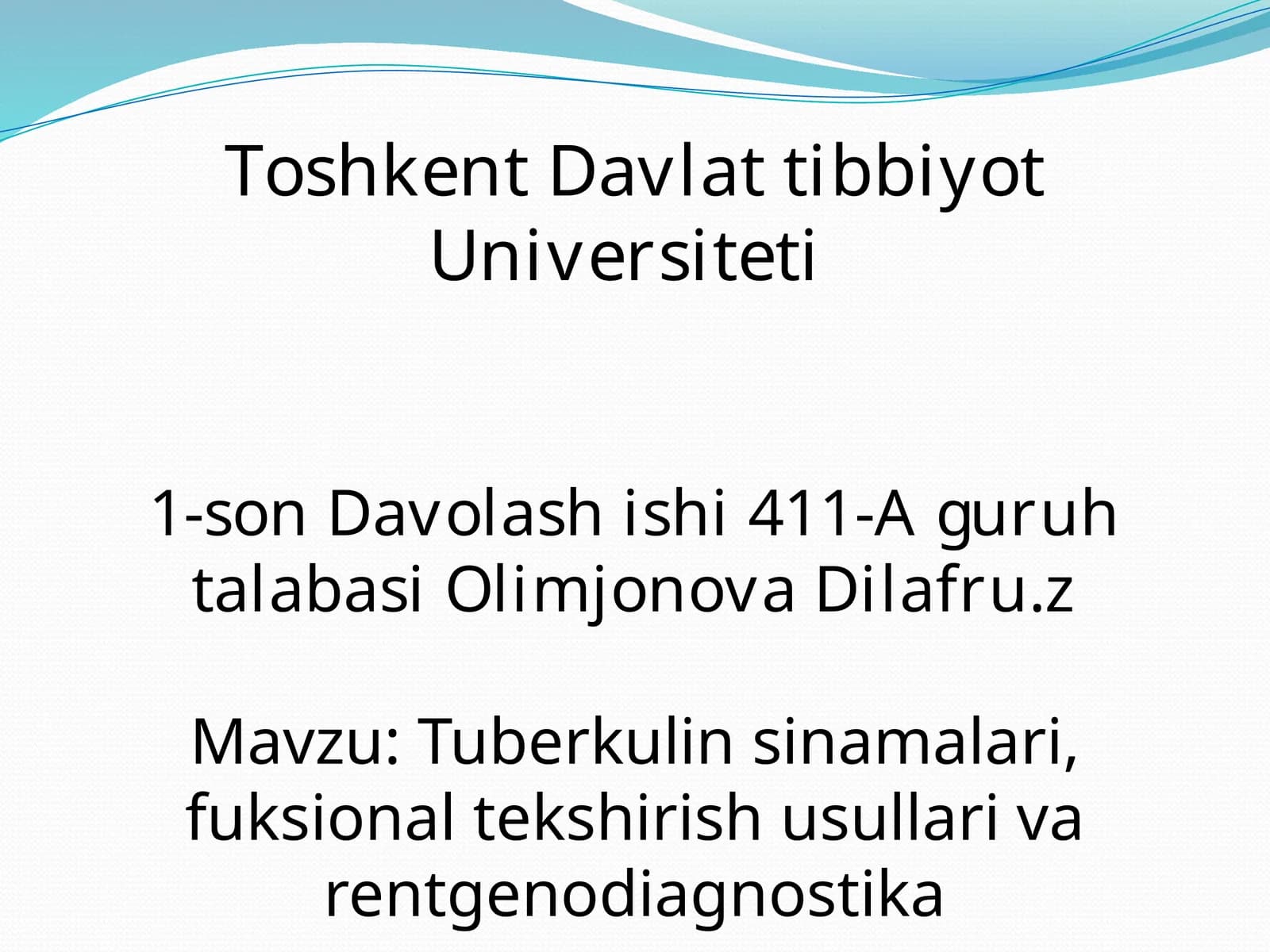 Tuberkuloz sinamalari, fuksional tekshirish usullari va rentgenodiagnostika