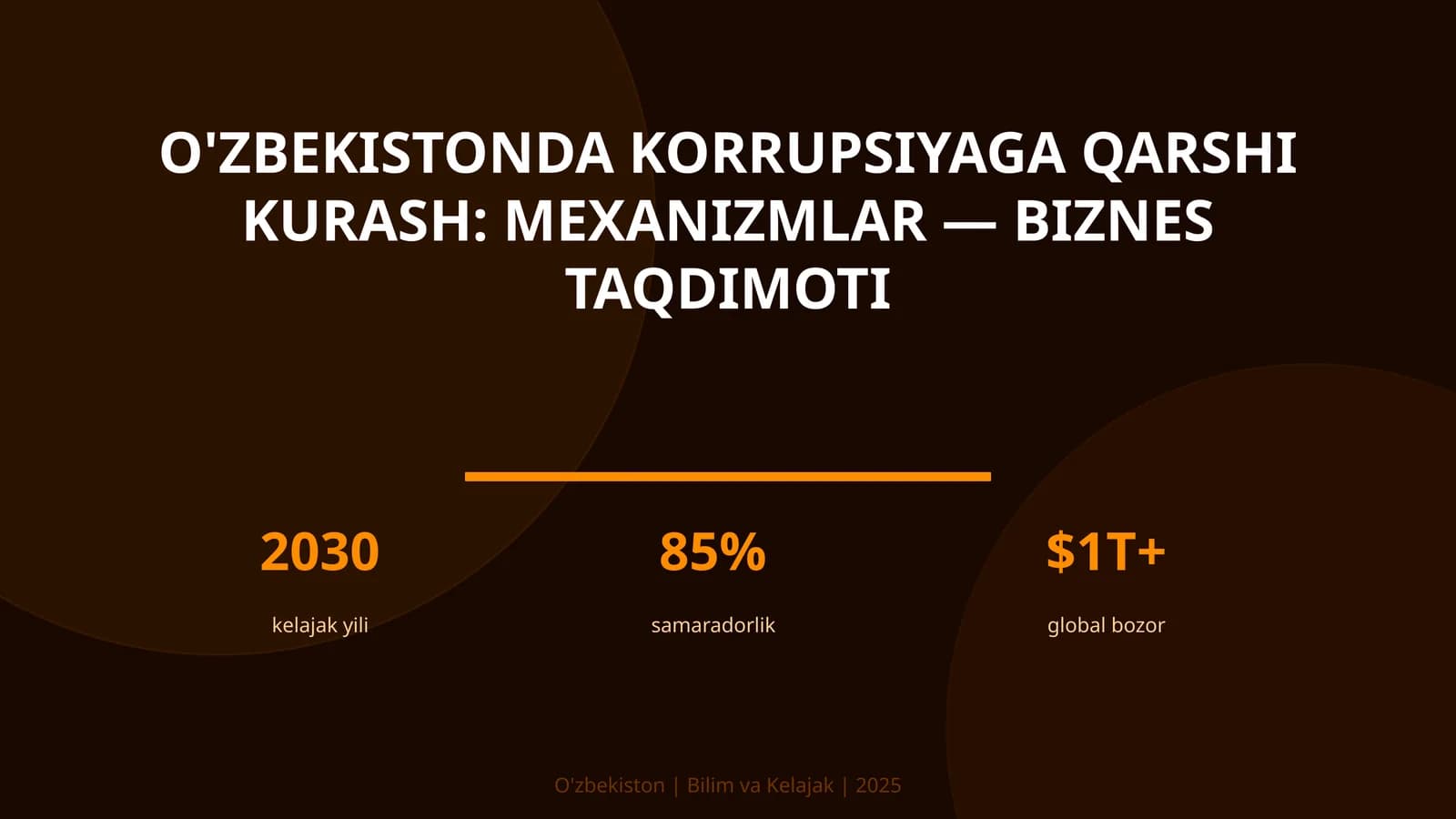 O'zbekistonda korrupsiyaga qarshi kurash: mexanizmlar — biznes taqdimoti