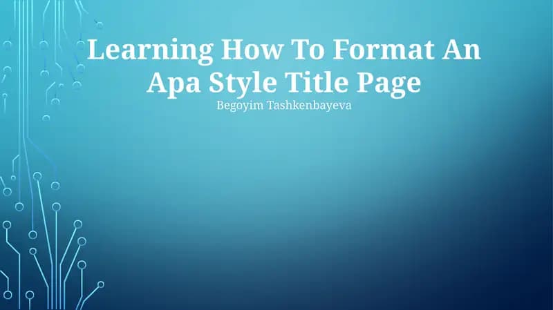 APA Style Title Page Formatting