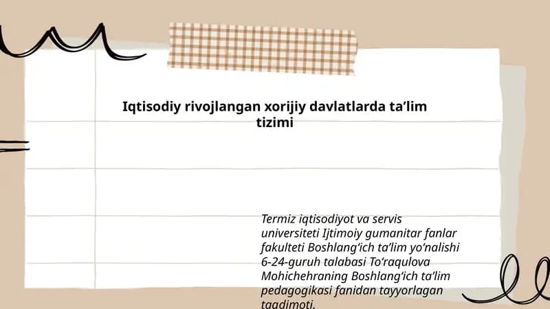 Boshlangʻich taʼlim pedagogikasi fanidan tayyorlagan taqdimoti