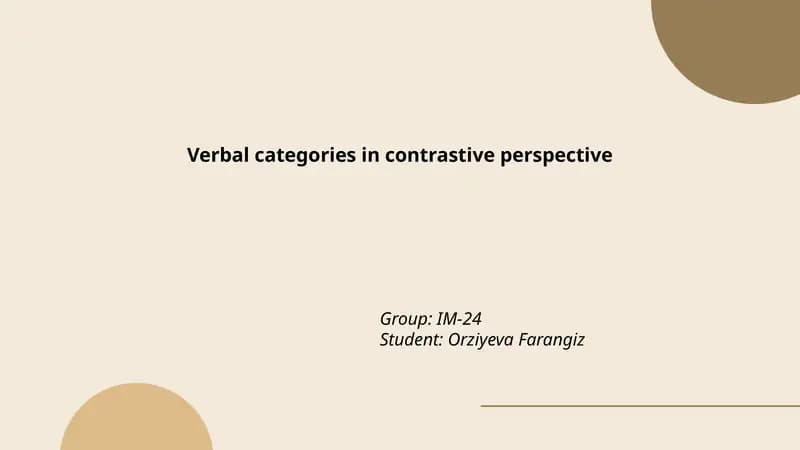 Verbal categories in contrastive perspective