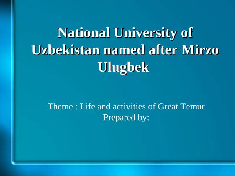 National University of Uzbekistan named after Mirzo Ulugbek