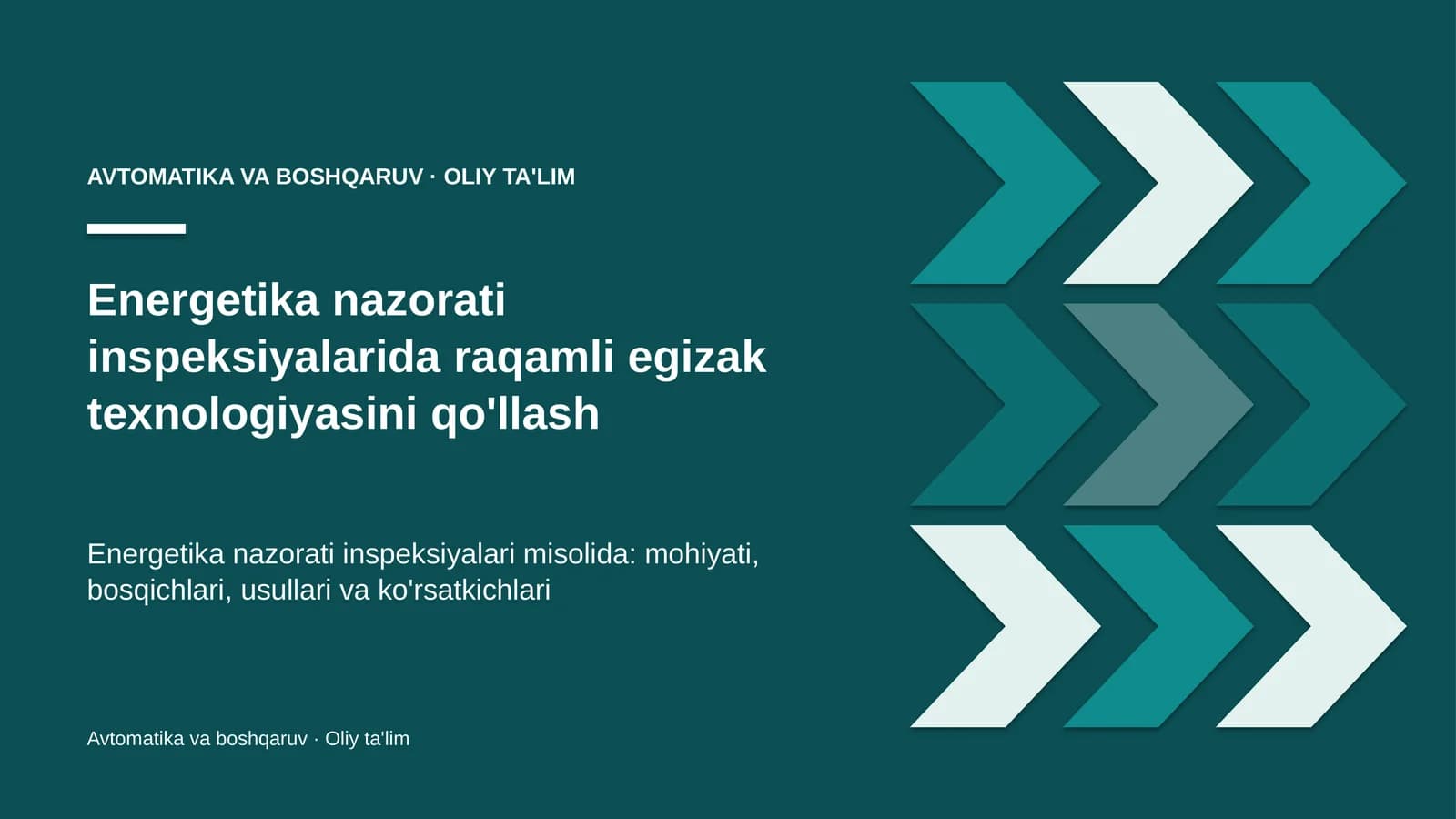 Energetika nazorati inspeksiyalarida raqamli egizak texnologiyasini qo'llash