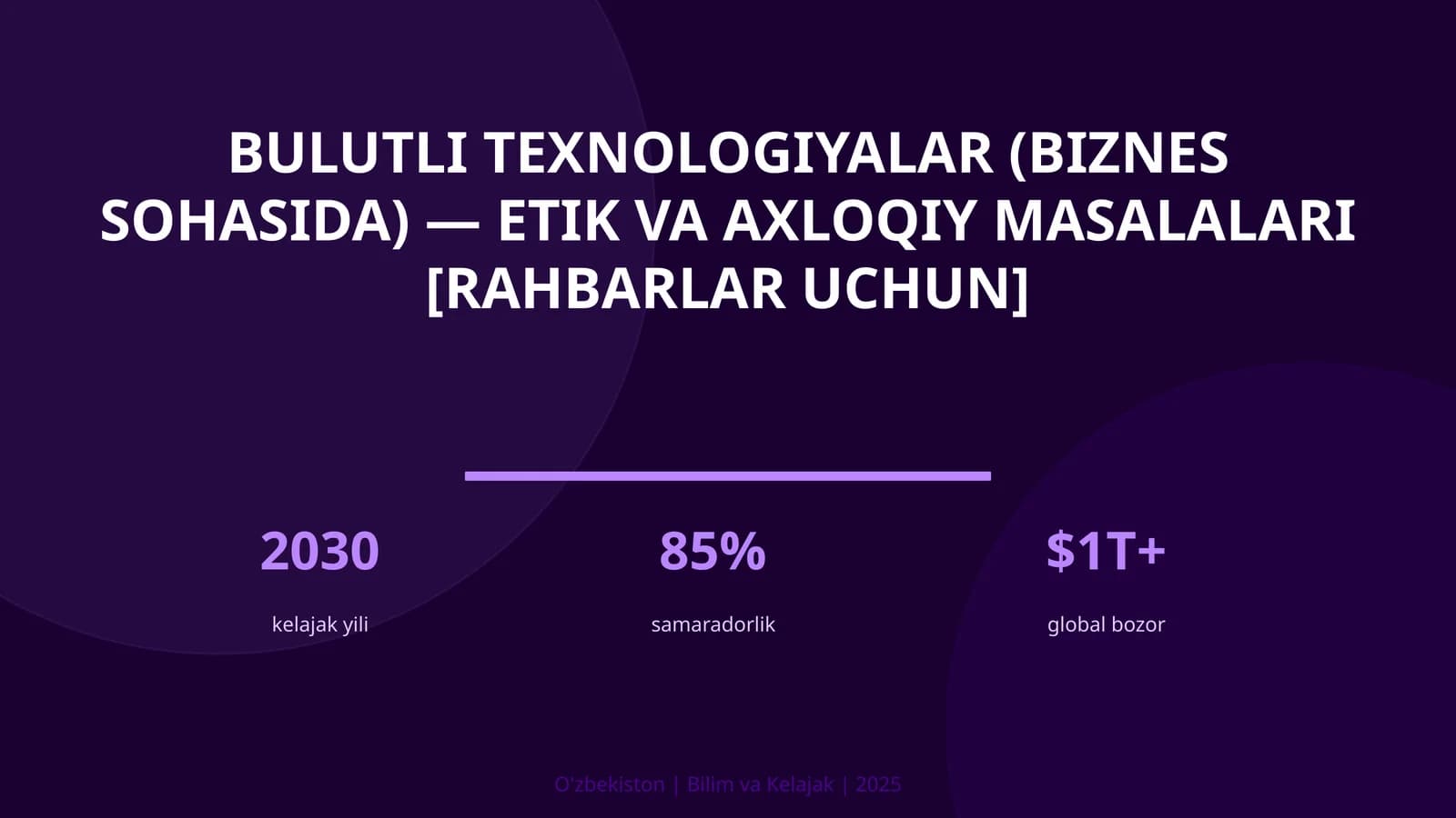 Bulutli texnologiyalar (biznes sohasida) — etik va axloqiy masalalari [rahbarlar uchun]