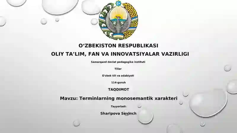 Terminlarning monosemantik xarakteri