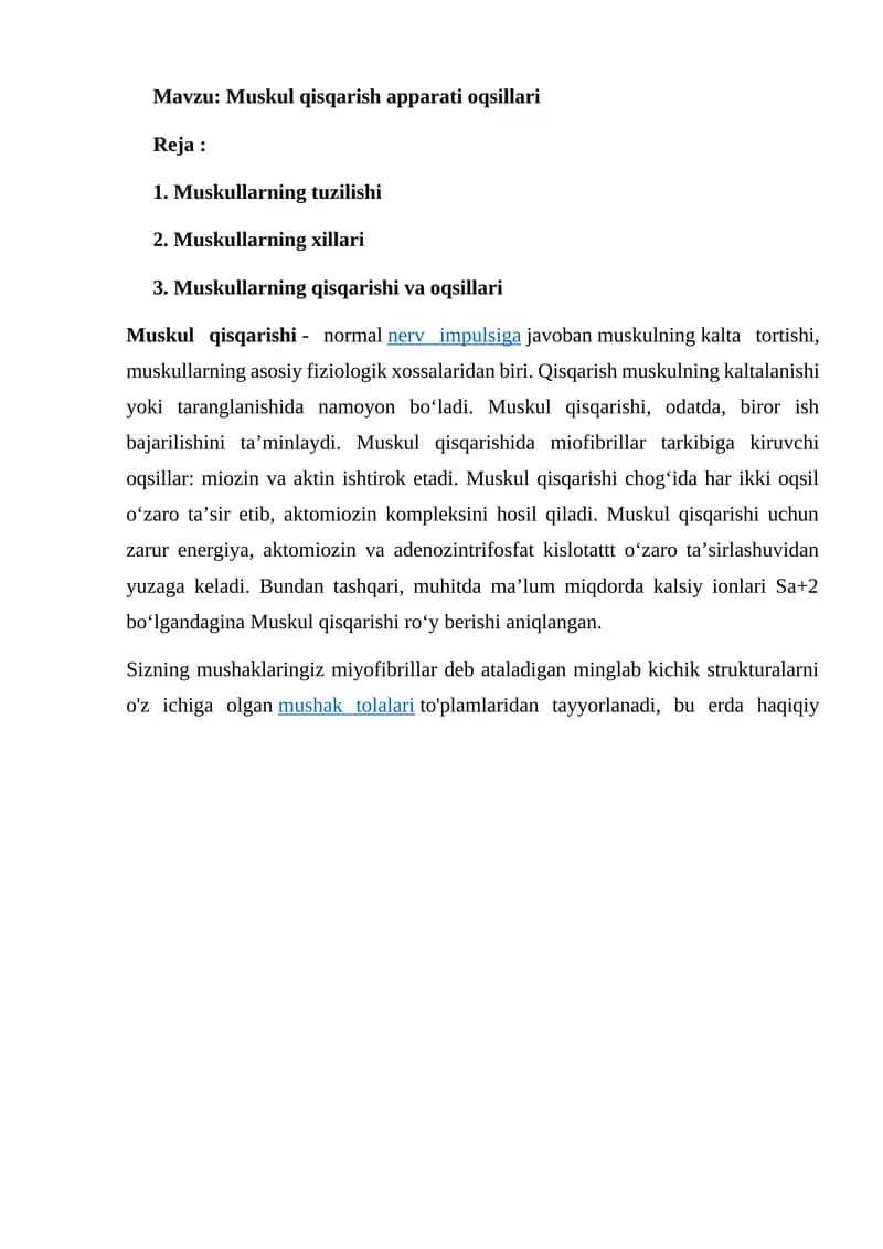 Muskul qisqarish apparati oqsillari