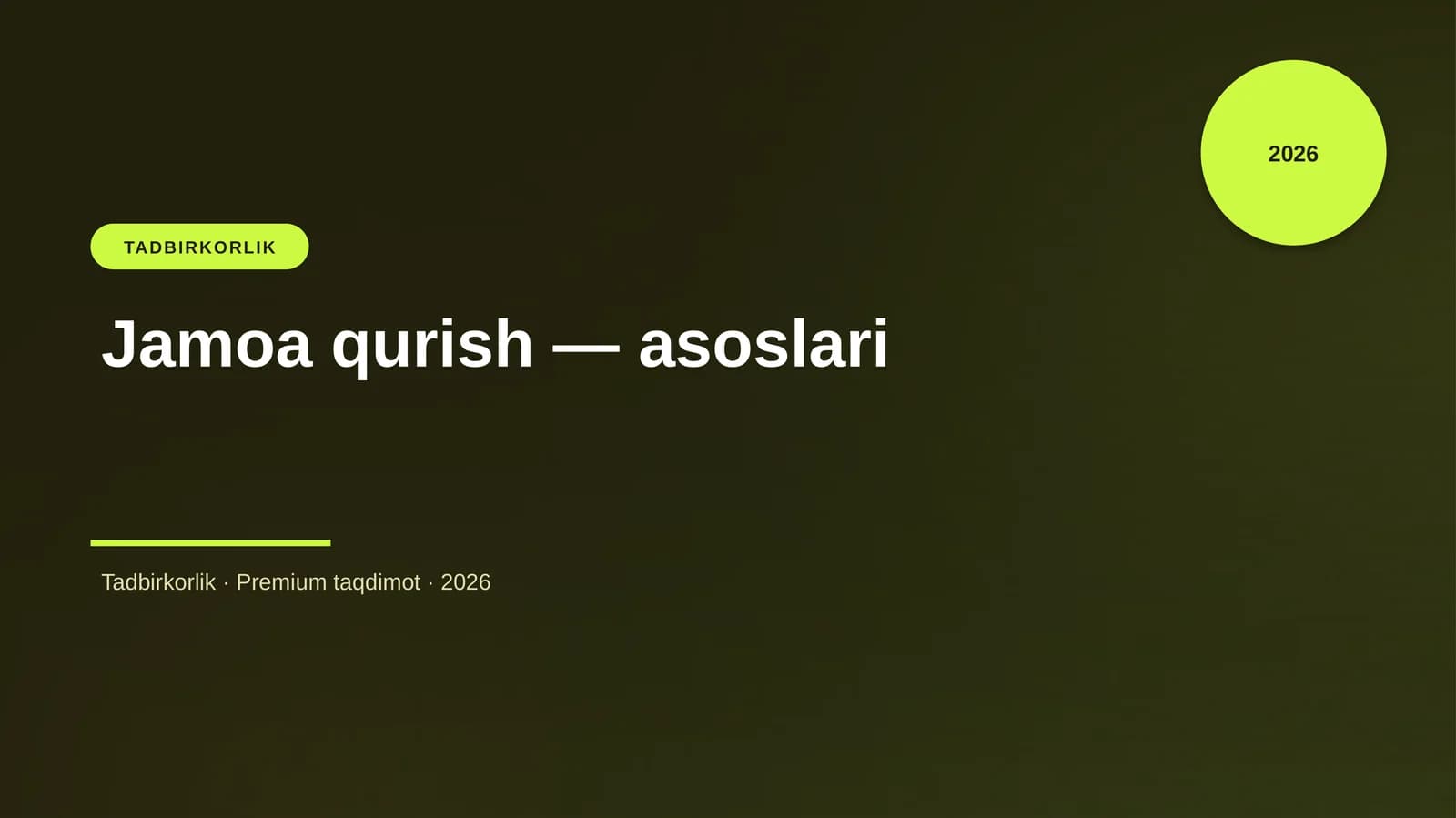 Jamoa qurish — asoslari