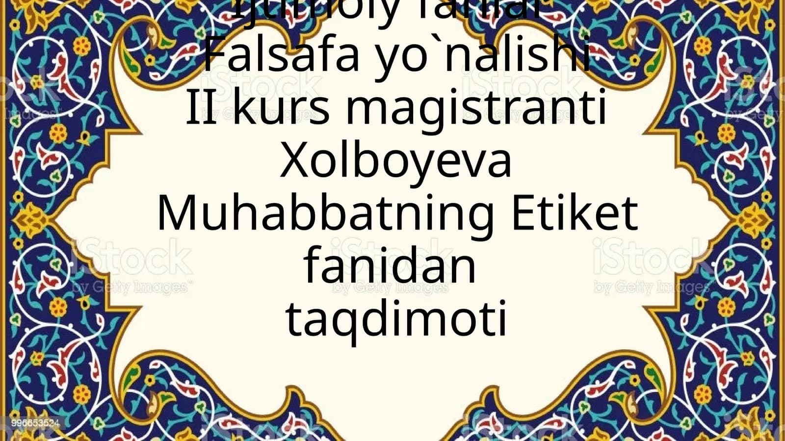 Muhabbatning Etiket fanidantaqdimoti