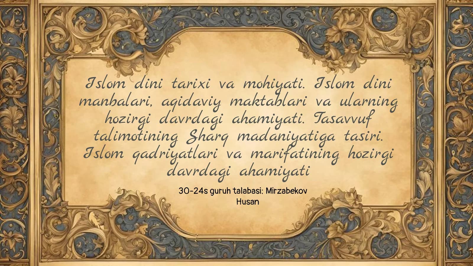 Islom dini tarixi va mohiyati